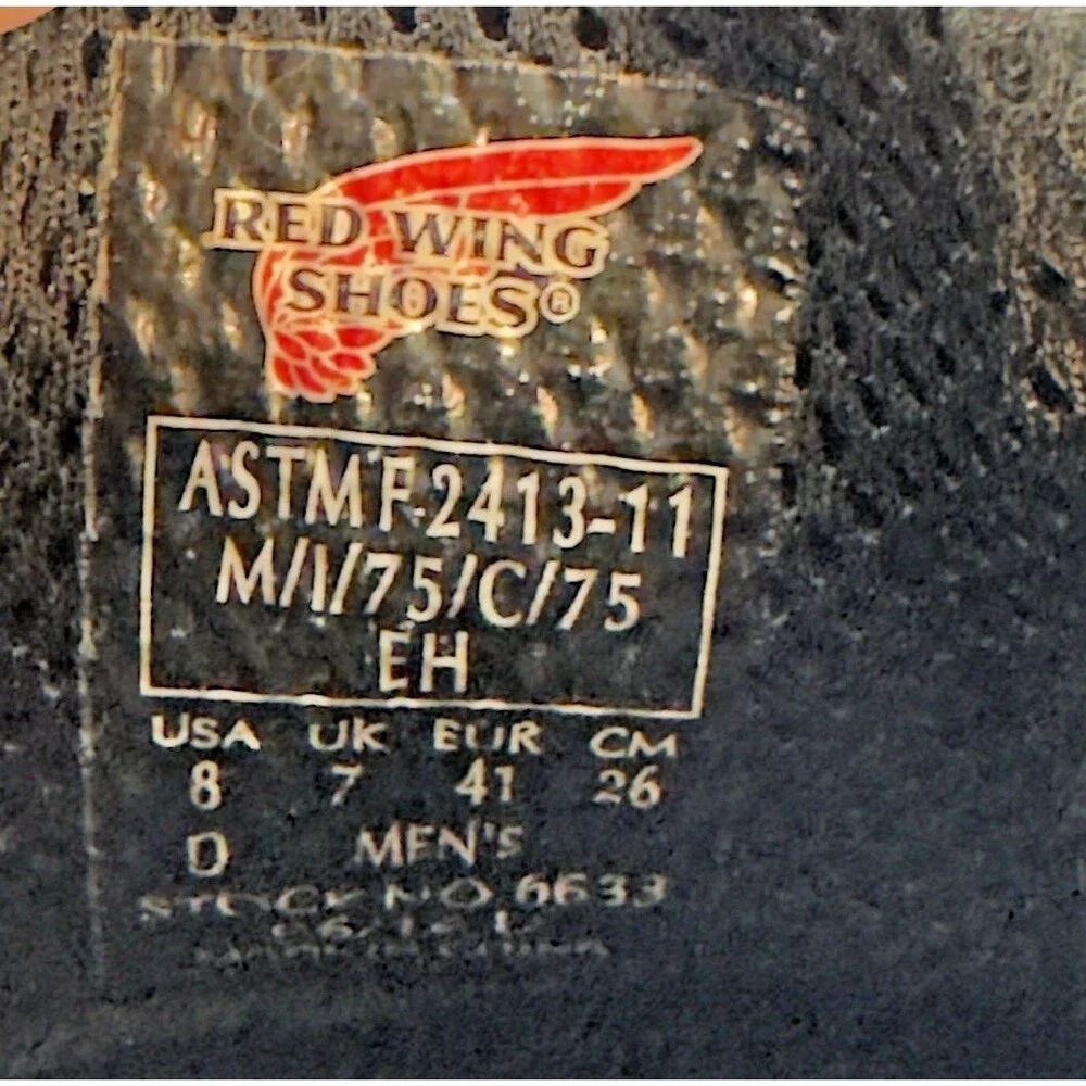 Red Wing 6633 King Toe Lace-Up Safety Work Shoe Men's 8D Black EH Steel Toe